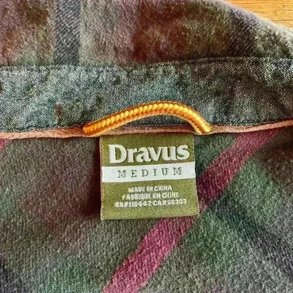 Dravus Flannel Button Up Shirt Mens Medium Long Sleeve Green Red Plaid Cotton - Picture 2 of 8